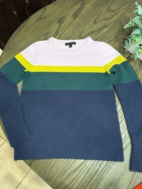 Ann Taylor New York Colorblock Crewneck Sweater - Pink/Yellow/Green/Navy